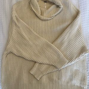 Free People Cream Cowl Neck Sweater